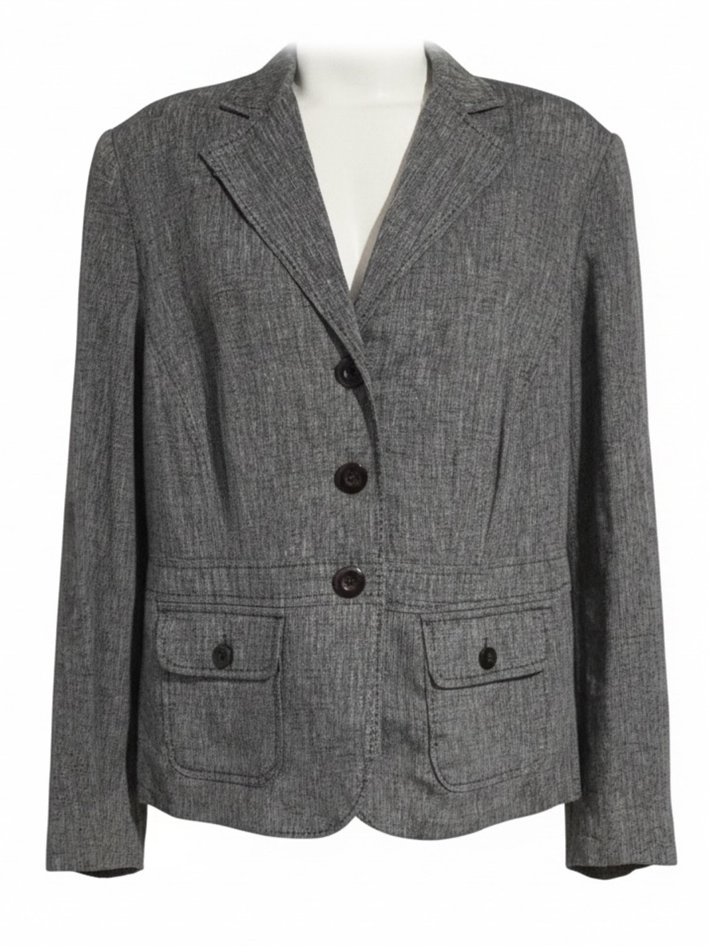 Alexandra Bartlett Women's Size 20W Classic Tailored Linen Gray Blazer Pre-Owned